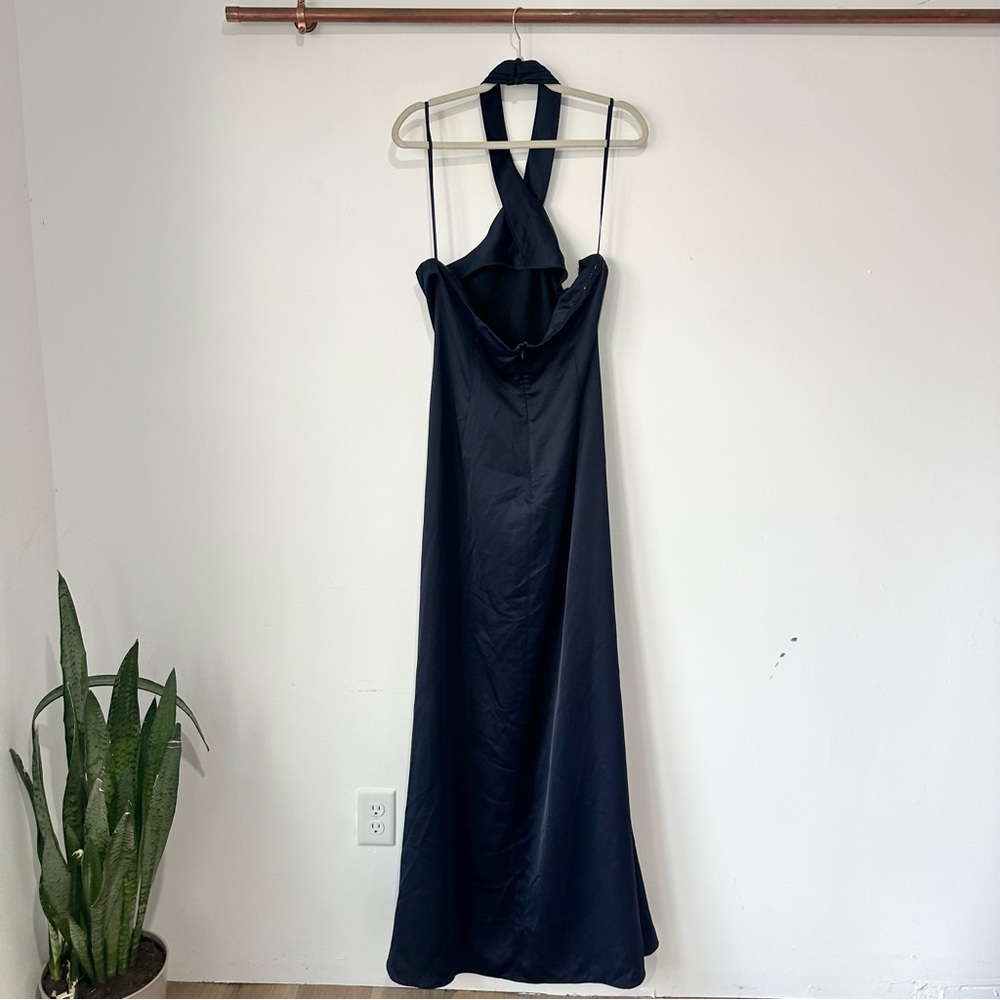 New Bhldn Ruby Twist Halter Satin Gown Midnight B… - image 8